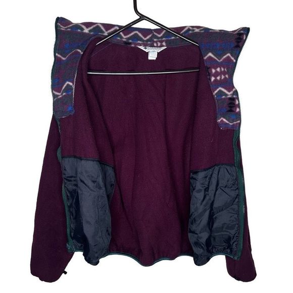 Vintage Columbia Made In USA Aztec Print Collar Fleece Jacket Medium - Picture 4 of 5